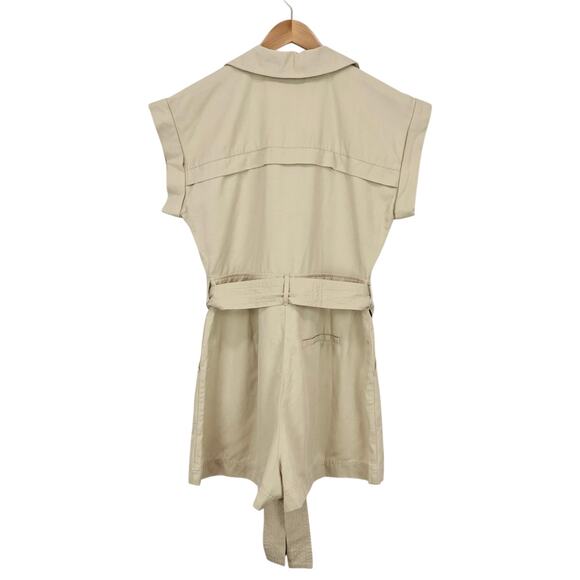 NWT Madewell Tie-Waist Linen Blend Romper In Summer Dune Tan Size 6 - Picture 4 of 12
